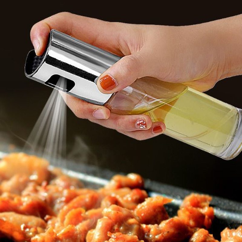 BBQ Healthy Kitchen Cooking Oil Vinegar Spray Bottle Push Type Oil Spray BottlePump Oil Tank Leakproof BBQ Sprayer BBQ Tools Kitchen Gadgets