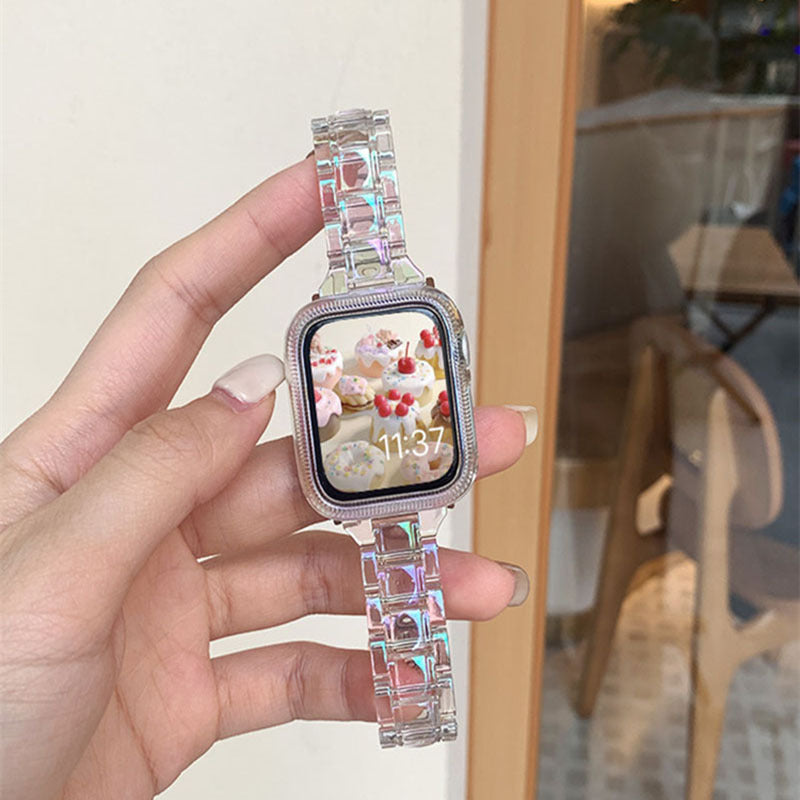 Colorful Laser Carved Transparent Resin Watch Strap