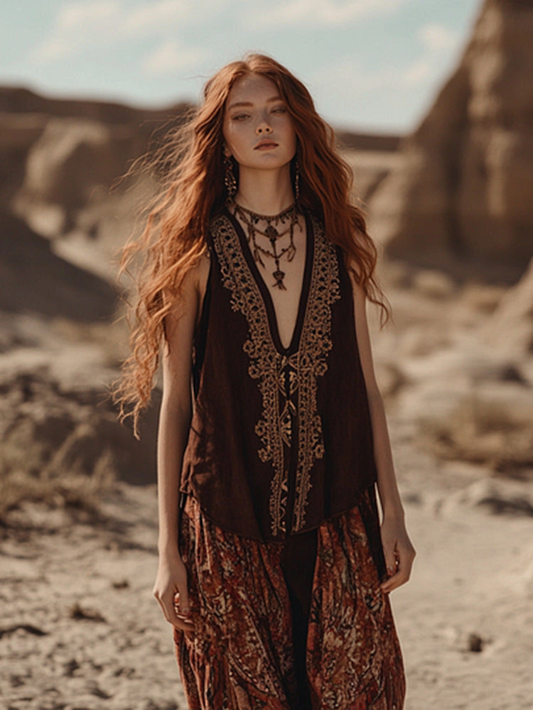 Women's Floral Printed V-neck Vest Top