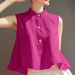 Fashion Everything Sleeveless Solid Color Loose Temperament Western Style Shirt Top Vest