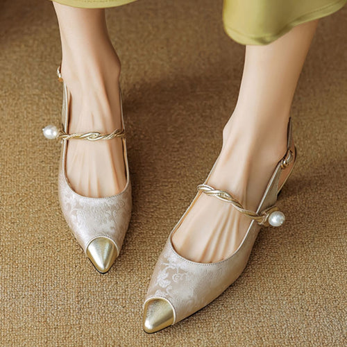 Ankle-strap Stilettos Sandals Pointed Toe Mid Heel Women's Summer